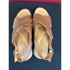 Salvia Aidan Tan Full Grain Cowhide Nappa Leather Platform Sandals Womens 39